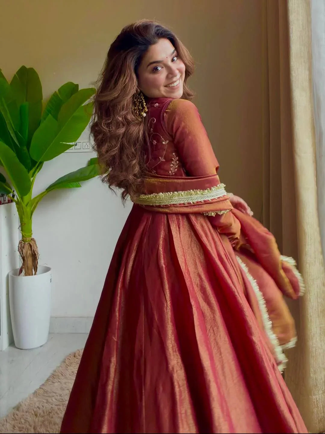 Eloriya Mita Heavy Traditional Embroidered Koti Anarkali Suit Set - XL [42] | Eloriya India