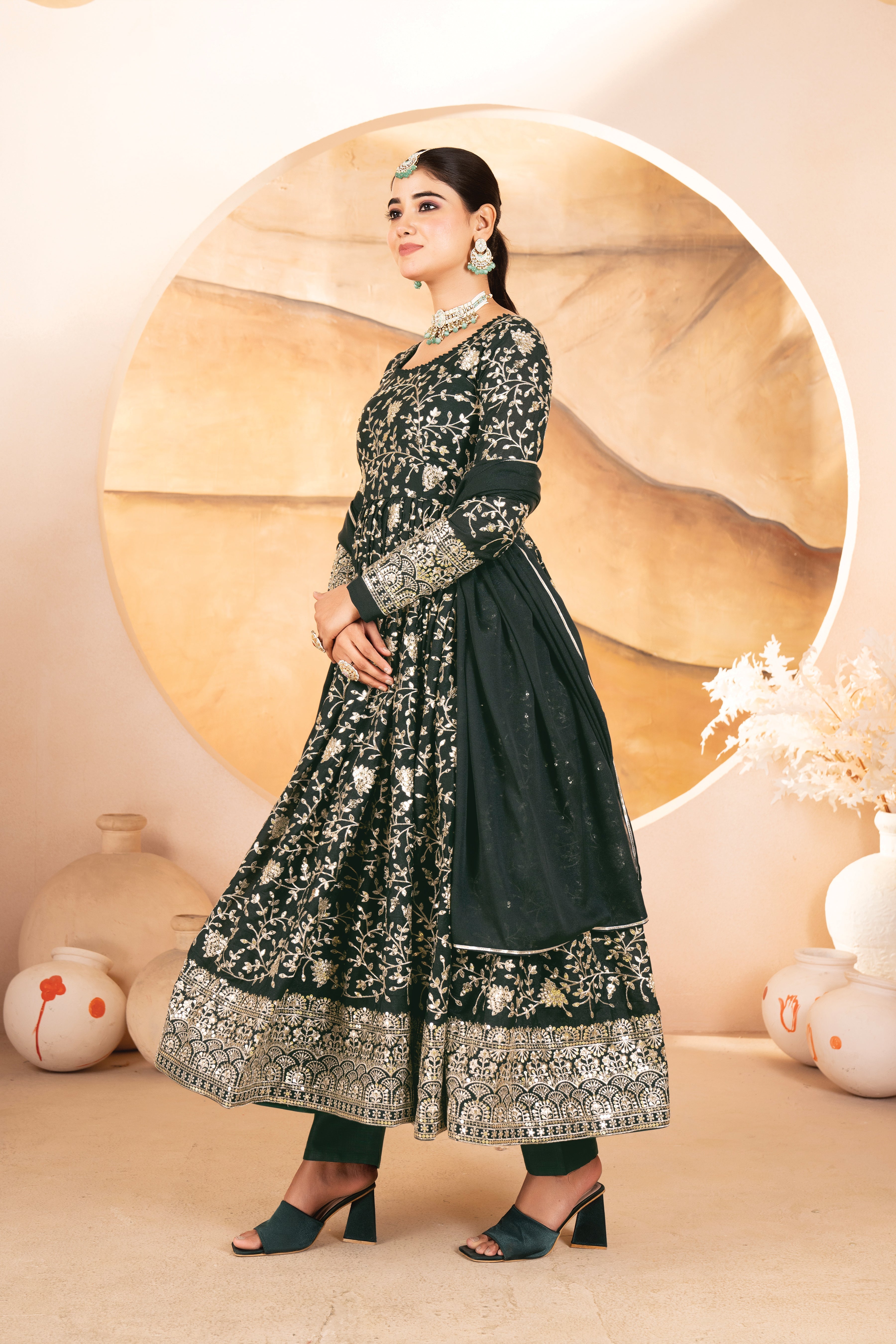 Eloriya Ellie's Party Wear Anarkali Suit Set - L [40] | Eloriya India