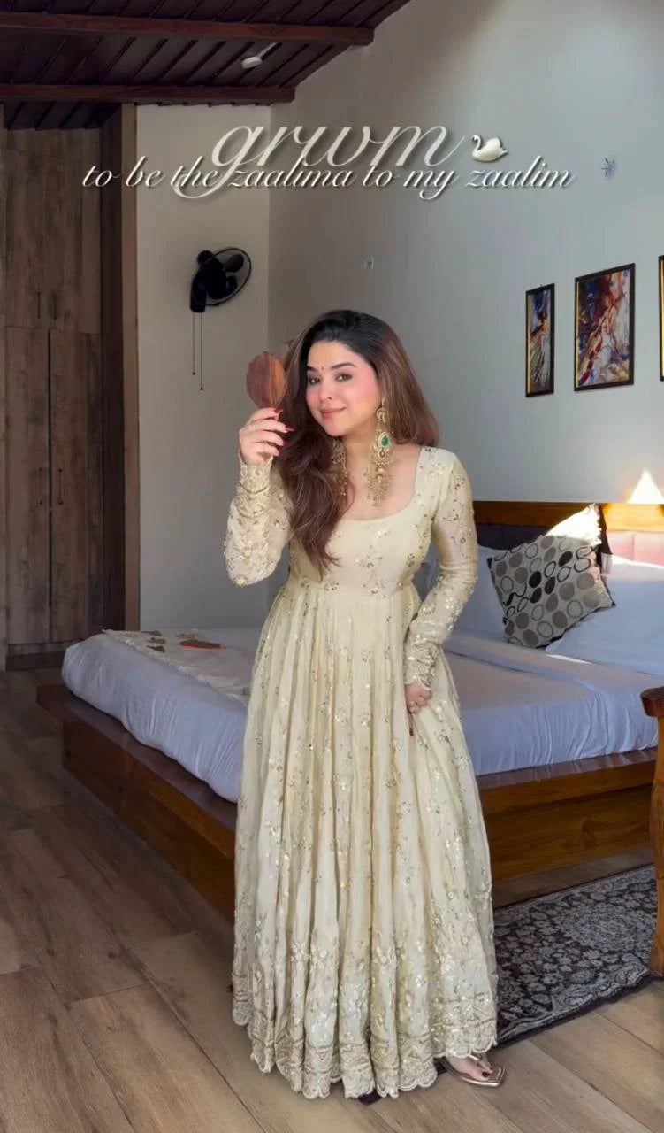 Eloriya Sanskruti's Luxury Chinon Silk Elegant Anarkali Suit Set - 3XL [46] | Eloriya India