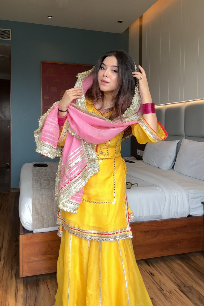 Eloriya Naumya Neon Yellow Sharara Suit Set - L [40] | Eloriya India
