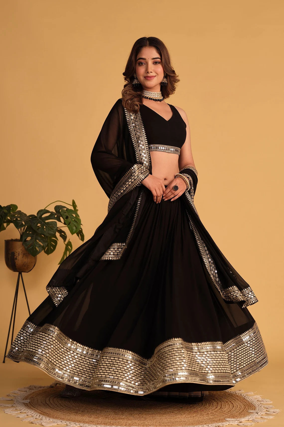 Eloriya Kalavati's Black Lehenga Choli - Default Title | Eloriya India