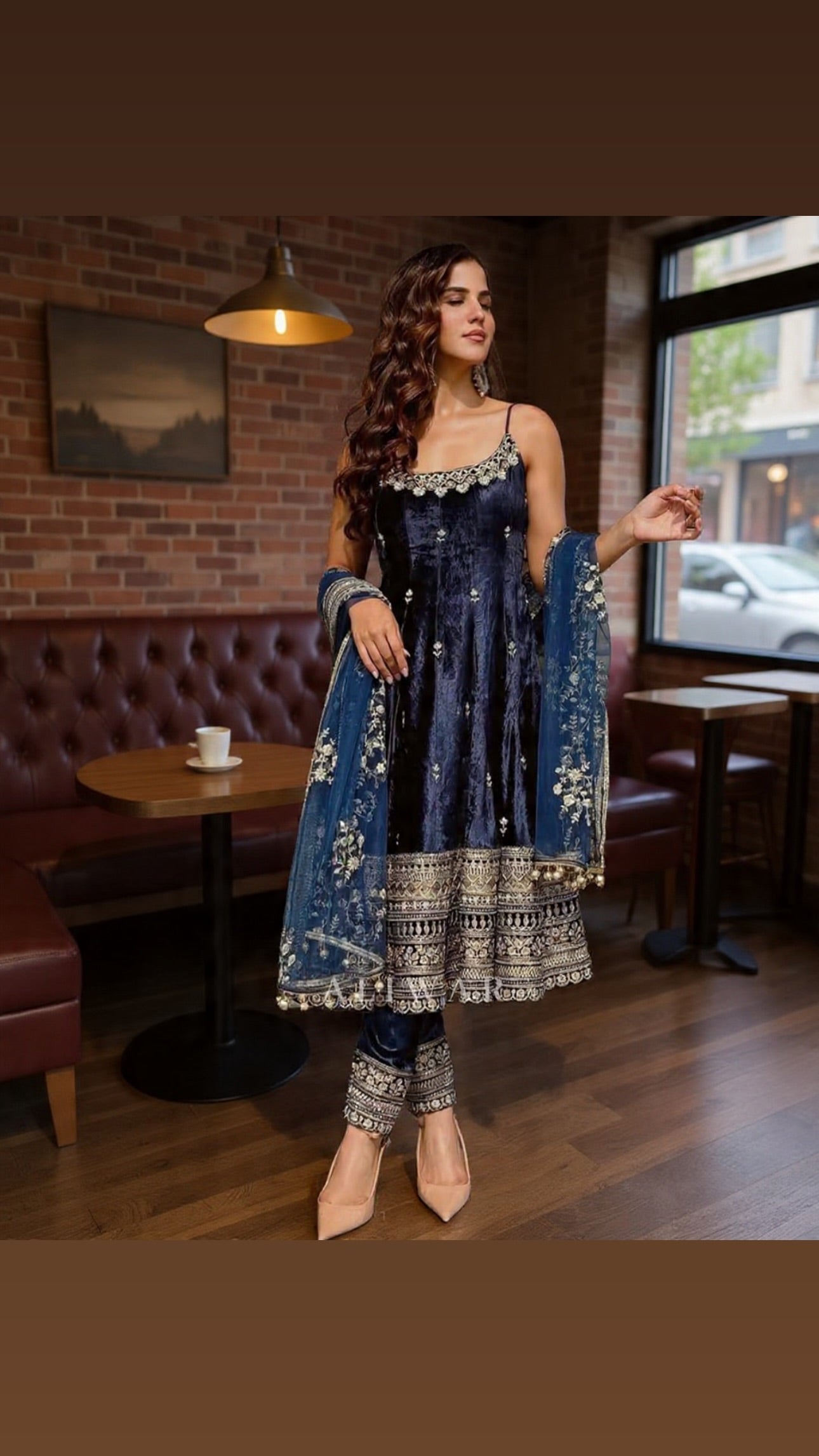 Eloriya Alveera Premium Quality Blue Shades Anarkali Suit Set - S [36] | Eloriya India