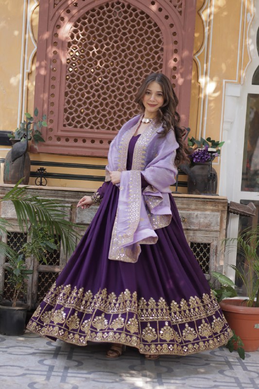 Eloriya Minisa Designer Embroidered Zari Sequins Work Gown - S [36] | Eloriya India