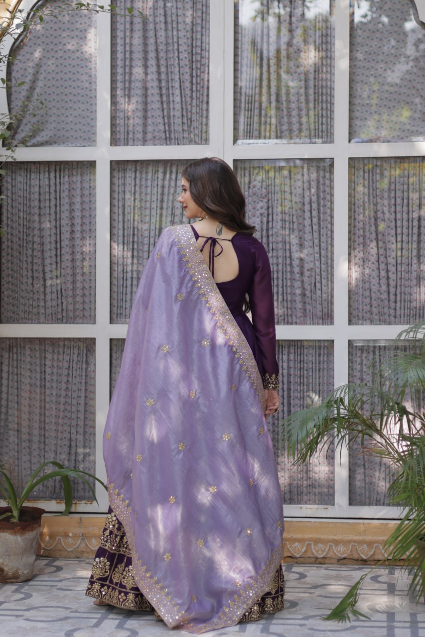 Eloriya Minisa Designer Embroidered Zari Sequins Work Gown - XL [42] | Eloriya India