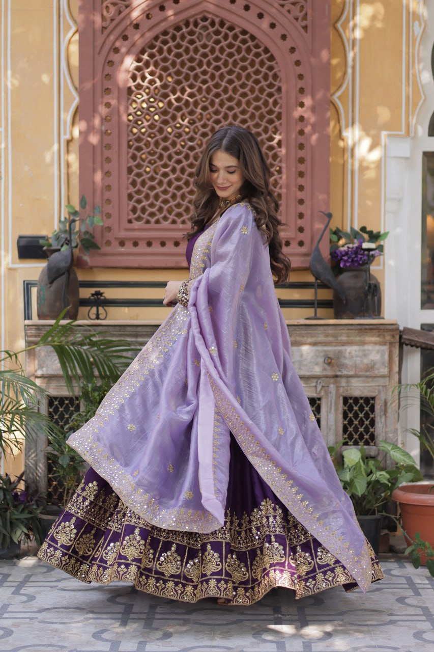 Eloriya Minisa Designer Embroidered Zari Sequins Work Gown - M [38] | Eloriya India