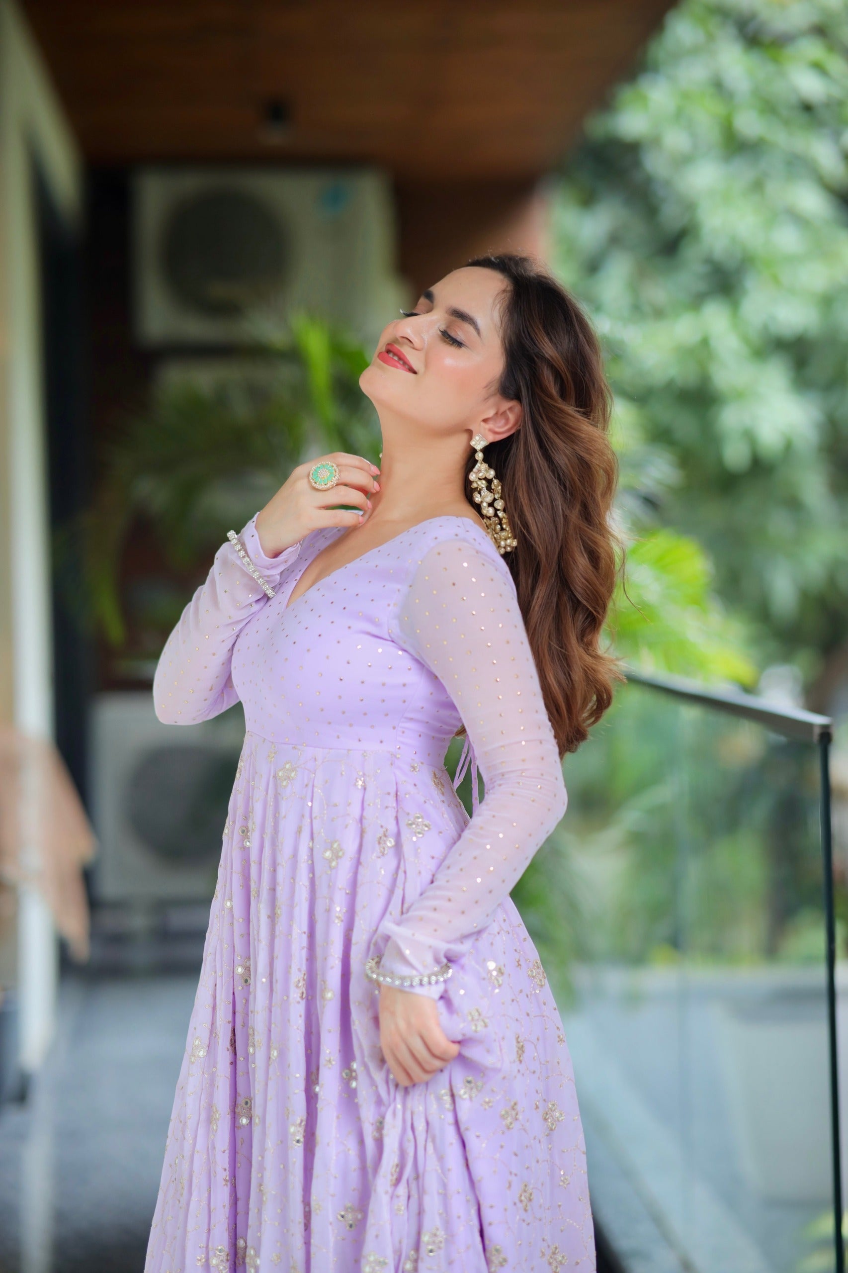 Eloriya Pridha Purple Anarkali Suit Set - 2XL [44] | Eloriya India