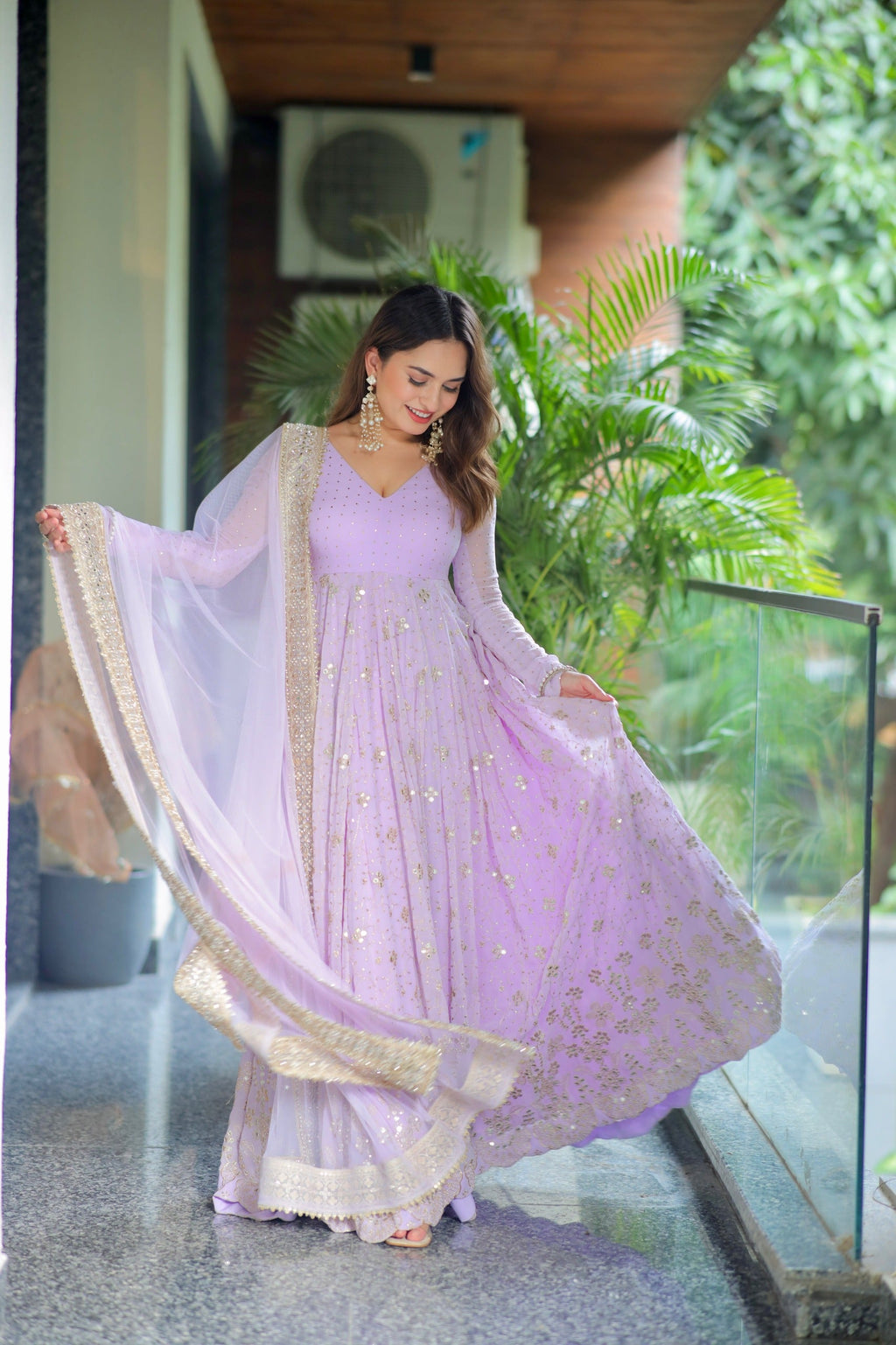 Eloriya Pridha Purple Anarkali Suit Set - M [38] | Eloriya India