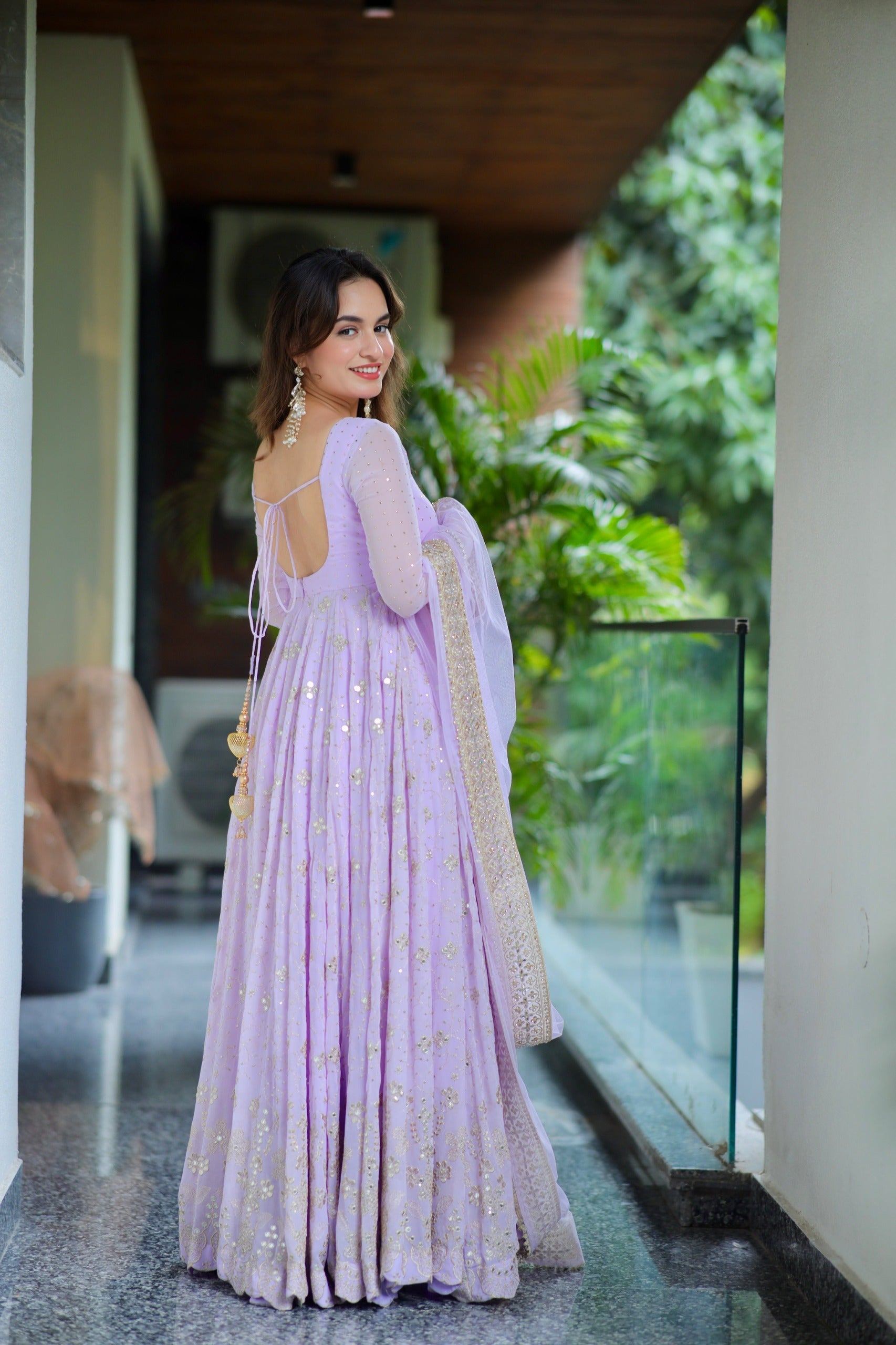 Eloriya Pridha Purple Anarkali Suit Set - XL [42] | Eloriya India