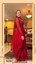 Eloriya Maharani Premium Red Anarkali Suit Set - S(36) | Eloriya India