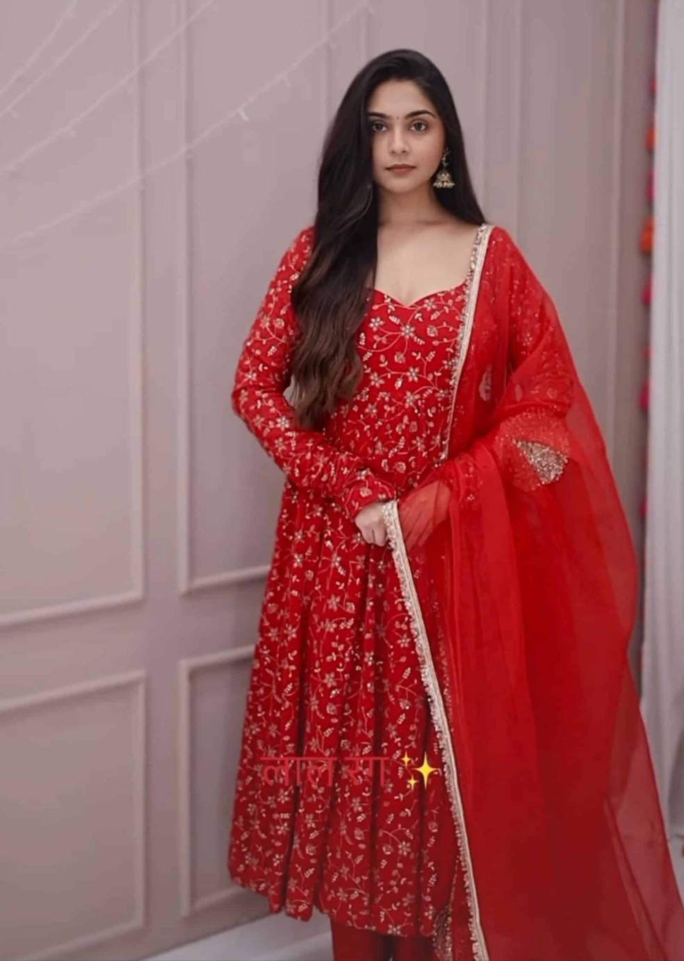 Eloriya Stunning Red Colour Premium Anarkali Suit Set - XS [34] | Eloriya India