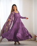 Eloriya Premium Quality Roman Silk Dusty Anarkali Suit Set - XL [42] | Eloriya India