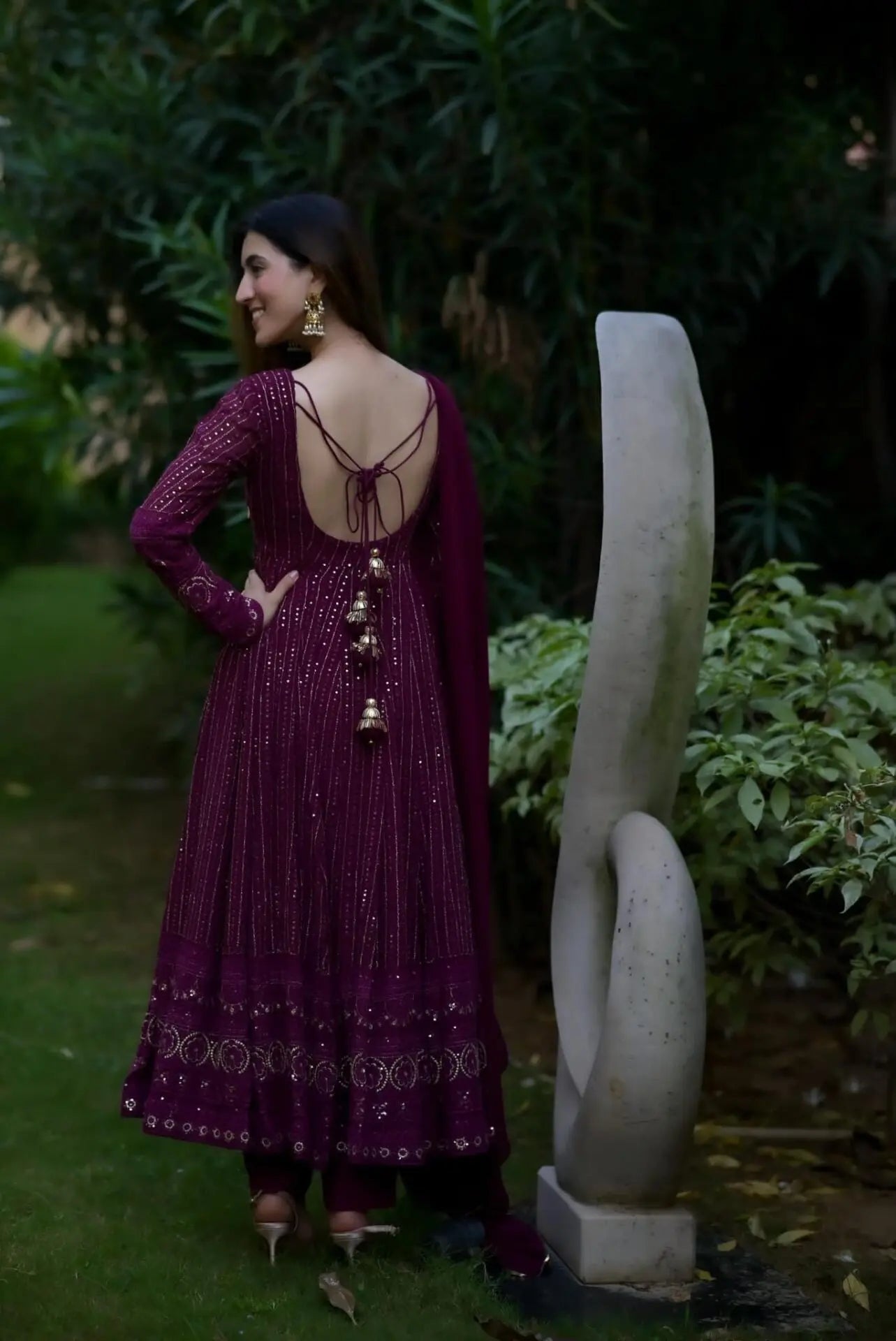 Eloriya Navya Purple Embroidered Suit Set 6039 - XL [42] | Eloriya India