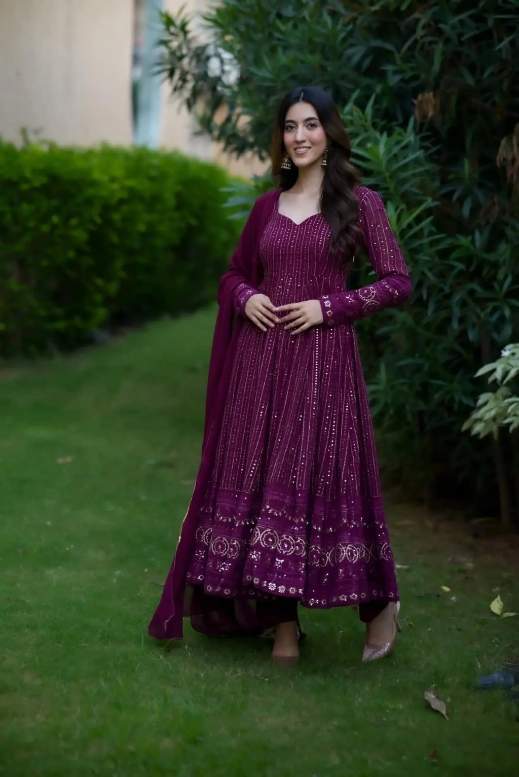 Eloriya Navya Purple Embroidered Suit Set 6039 - S [36] | Eloriya India