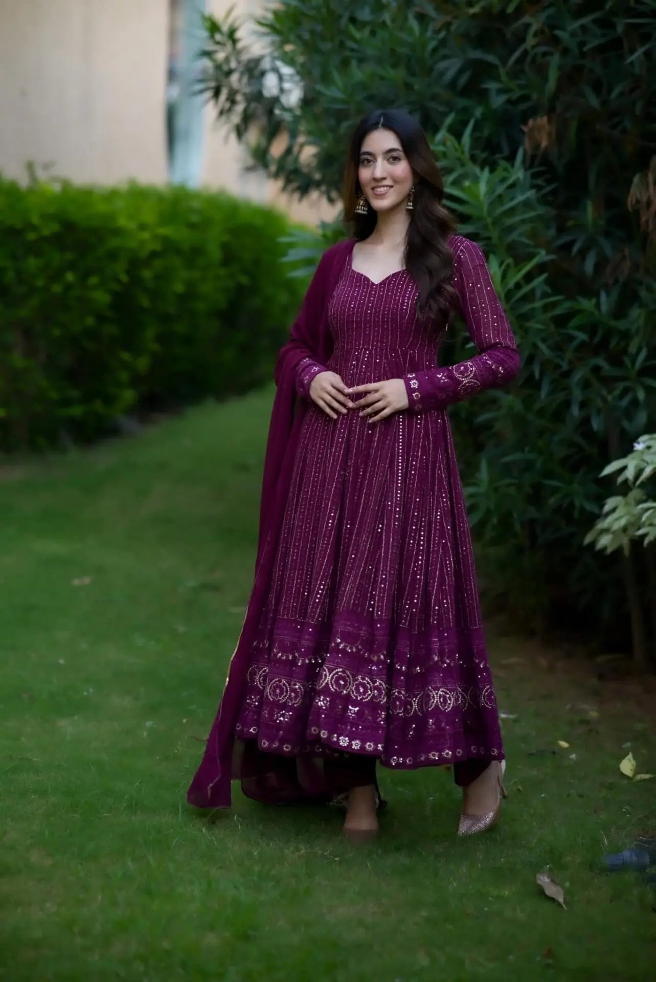 Eloriya Navya Purple Embroidered Suit Set 6039 - S [36] | Eloriya India