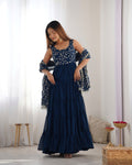 Eloriya Premium Quality 5 Layers Blue Anarkali Suit Set - 2XL [44] | Eloriya India