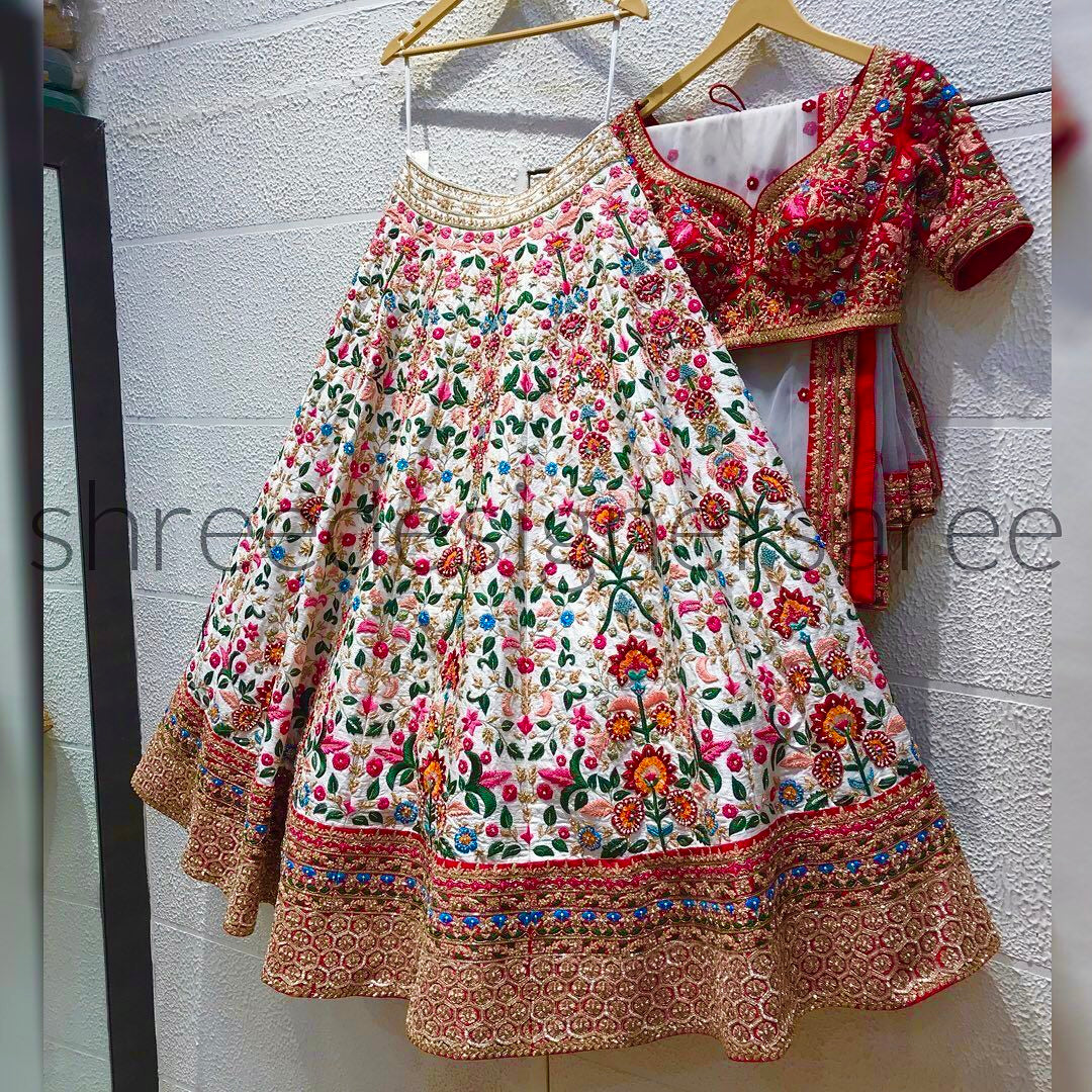 Eloriya White Colour Premium Quality Embroidered Lehenga Choli - Default Title | Eloriya India