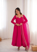 Eloriya Premium Pink Anarkali Suit Set - L [40] | Eloriya India