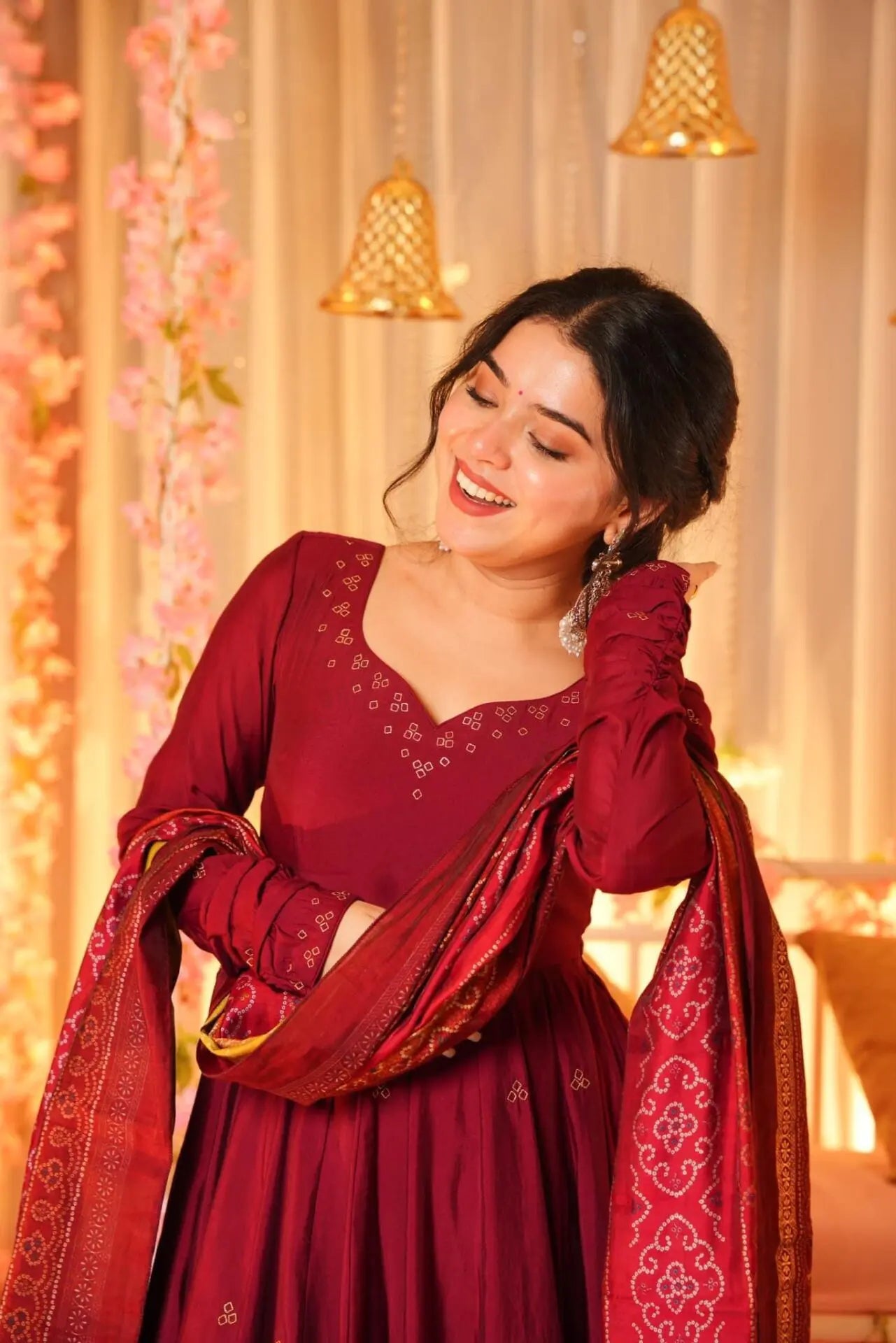Eloriya Madhuri's Premium Cotton Anarkali Suit Set With Plazzo - L [40] | Eloriya India