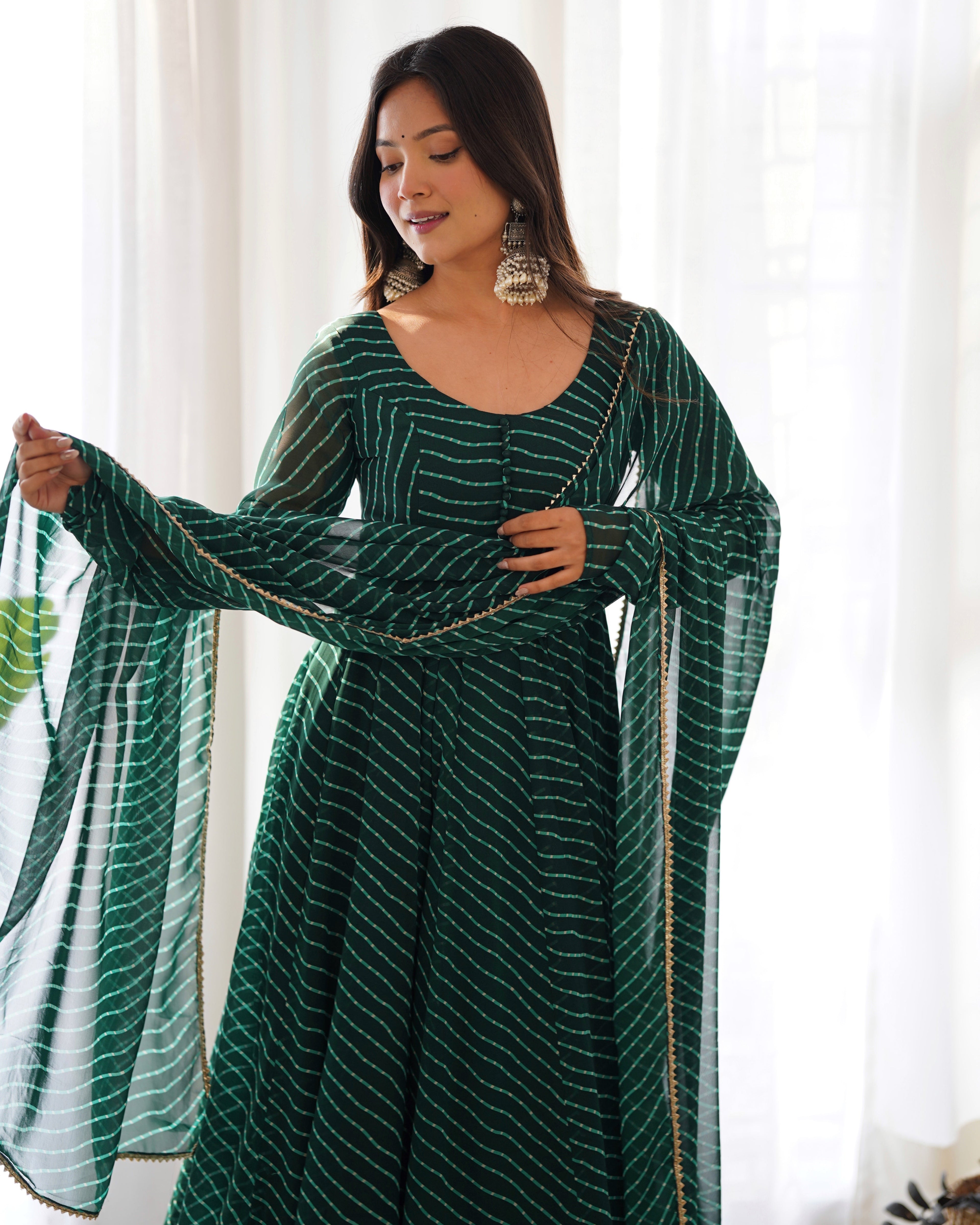 Eloriya Premium Quality Silk Gown Anarkali Suit Set - S(36) | Eloriya India