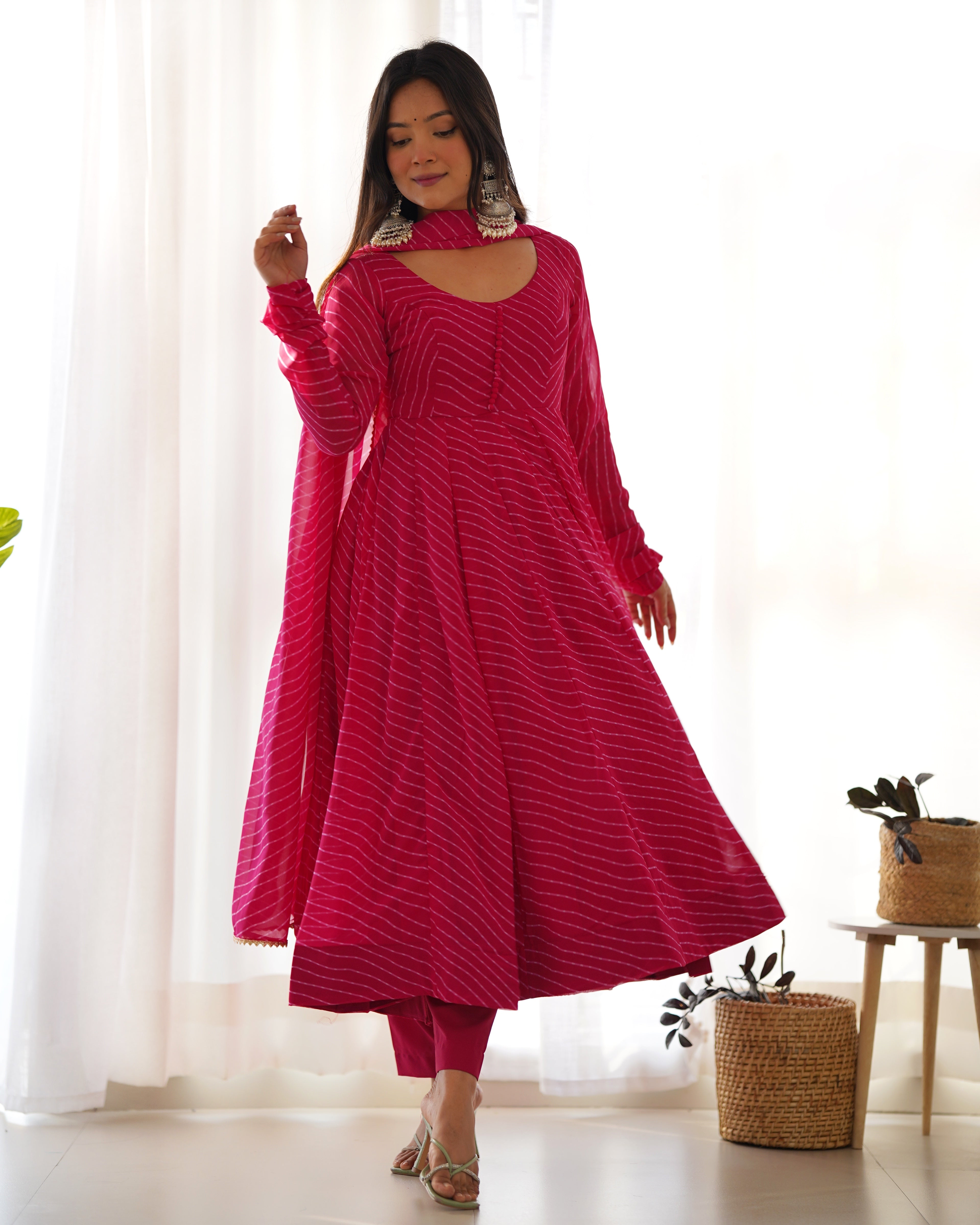 Eloriya Premium Quality Silk Gown Anarkali Suit Set - XS(34) | Eloriya India
