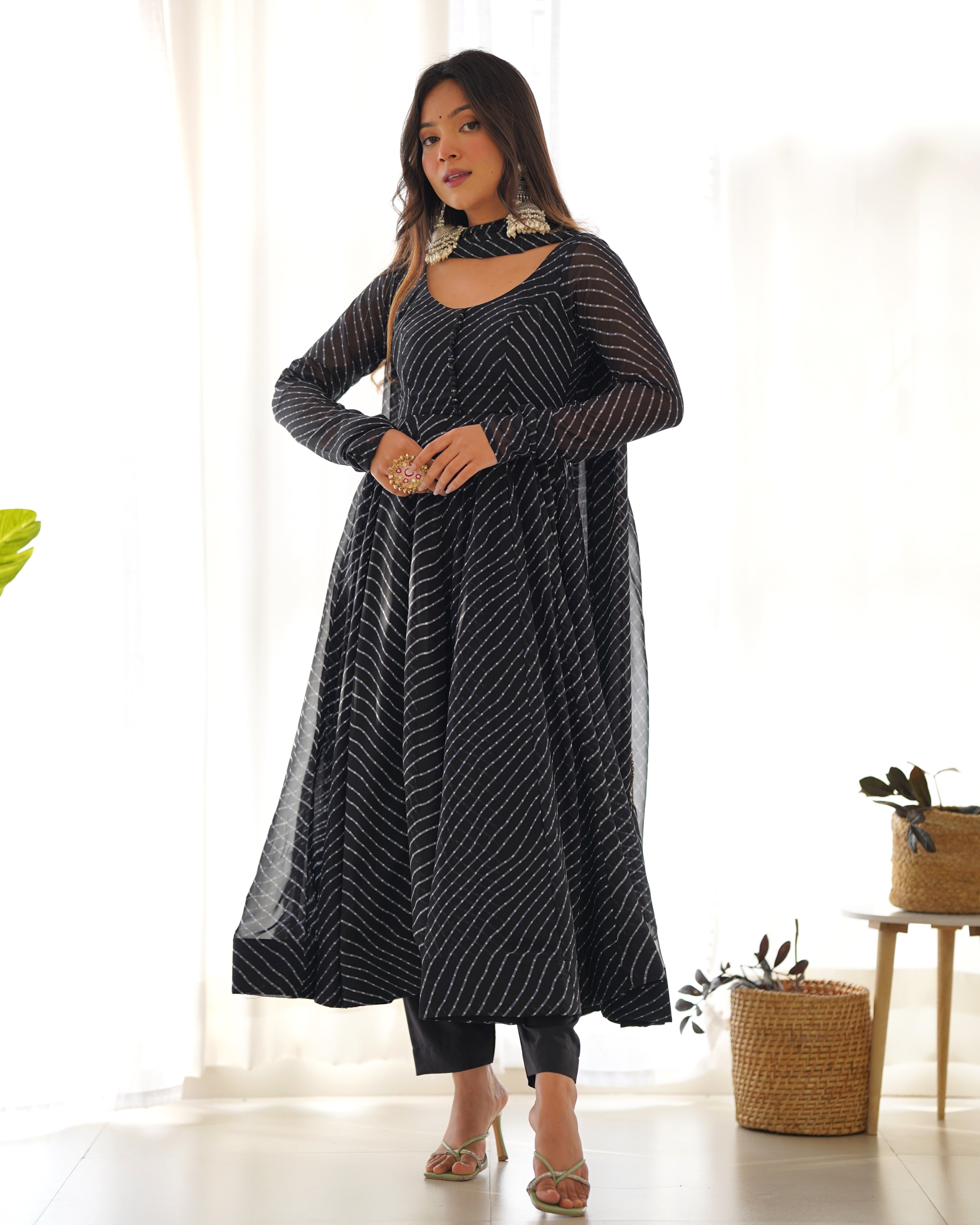 Eloriya Premium Quality Silk Gown Anarkali Suit Set - XL(42) | Eloriya India