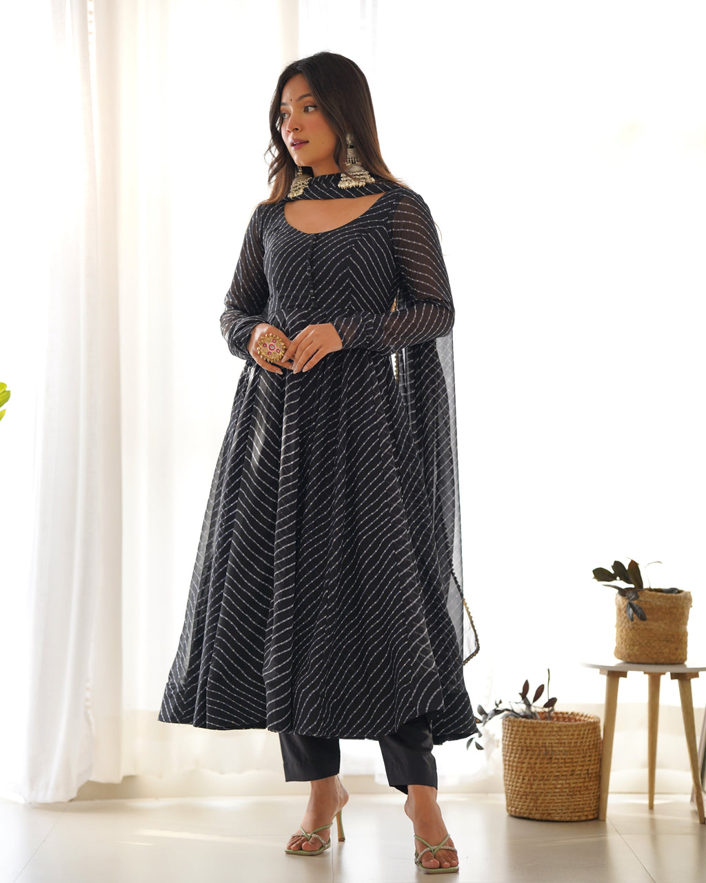 Eloriya Premium Quality Silk Gown Anarkali Suit Set - M(38) | Eloriya India