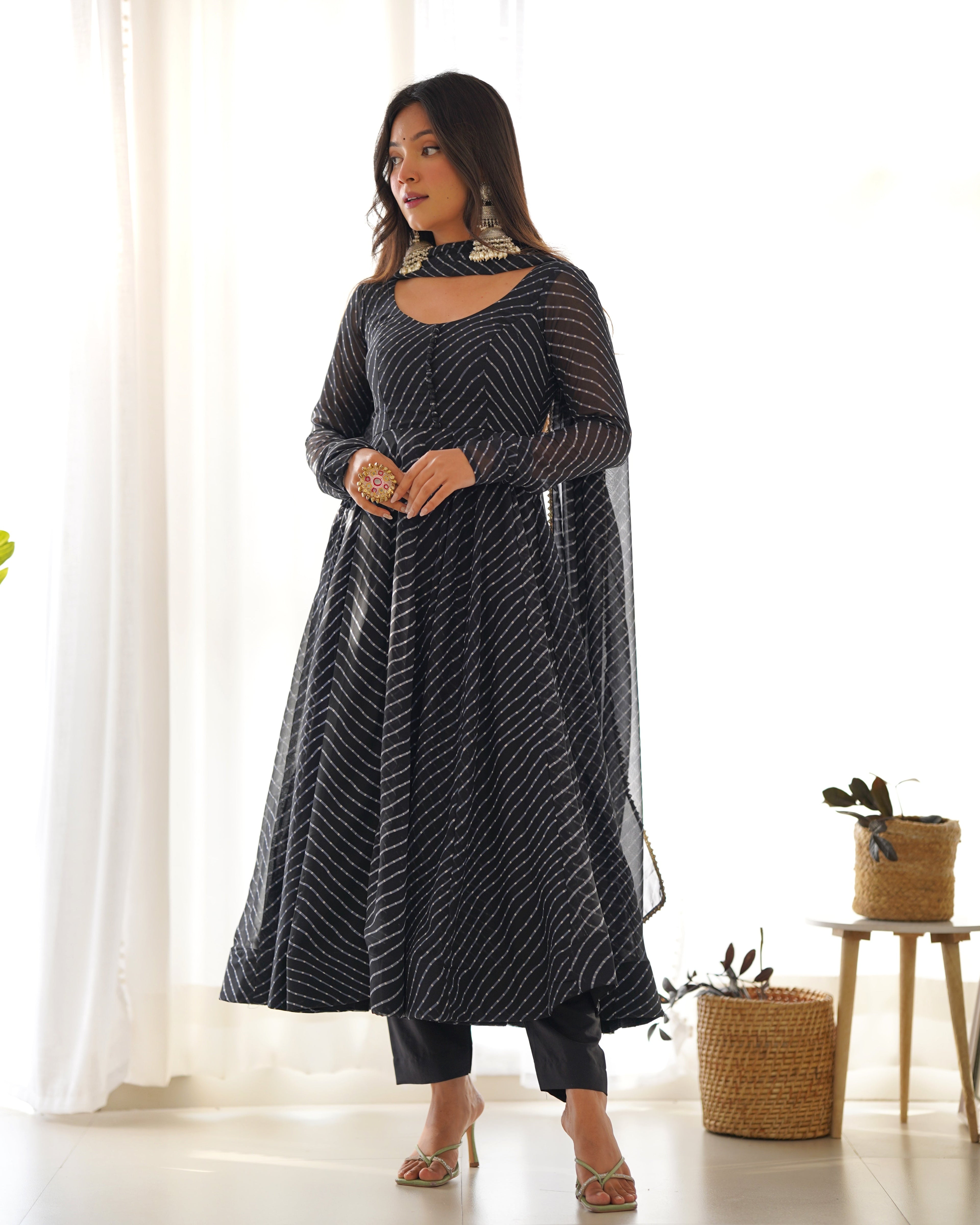 Eloriya Premium Quality Silk Gown Anarkali Suit Set - M(38) | Eloriya India