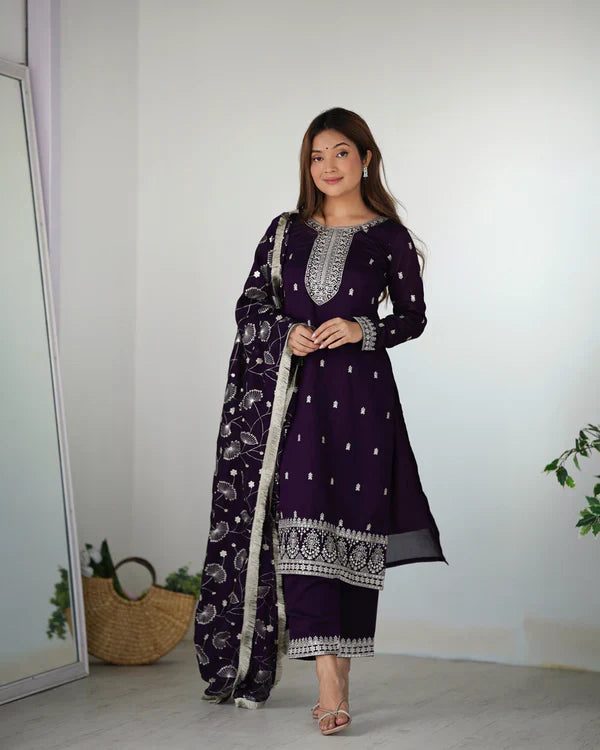 Eloriya Purple Color Premium Quality Suit Set Dt -273 | Eloriya India