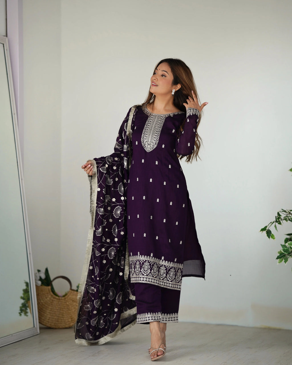 Eloriya Purple Color Premium Quality Suit Set Dt -273 - Purple | Eloriya India