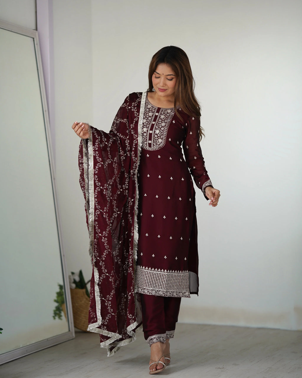 Eloriya Maroon Color Premium Quality Suit Set Dt -273 | Eloriya India