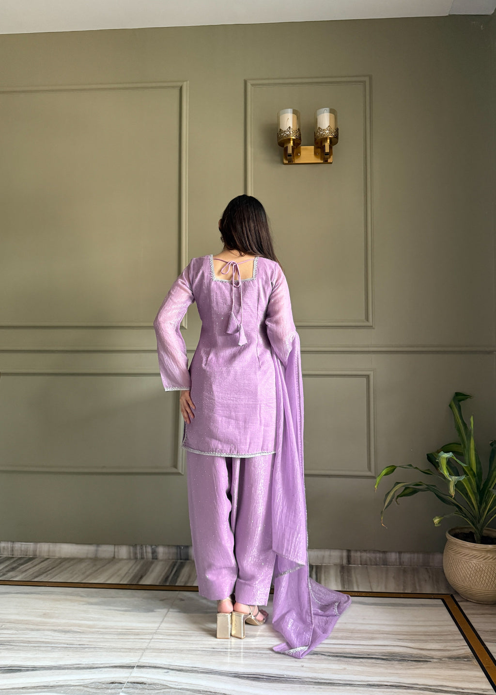 Eloriya Beautiful Pure Chinon Silk Fabric Straight Fit Kurta, Dupatta With Trouser Set | Eloriya India