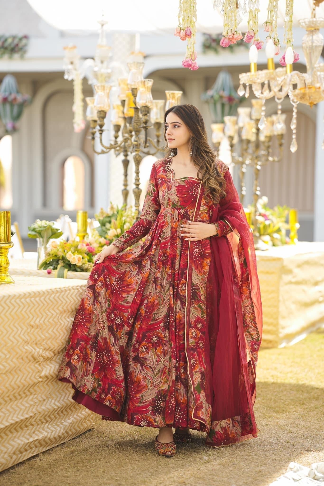 Eloriya Salisha Premium Quality Maxi Anarkali Suit Set - XS [34] | Eloriya India