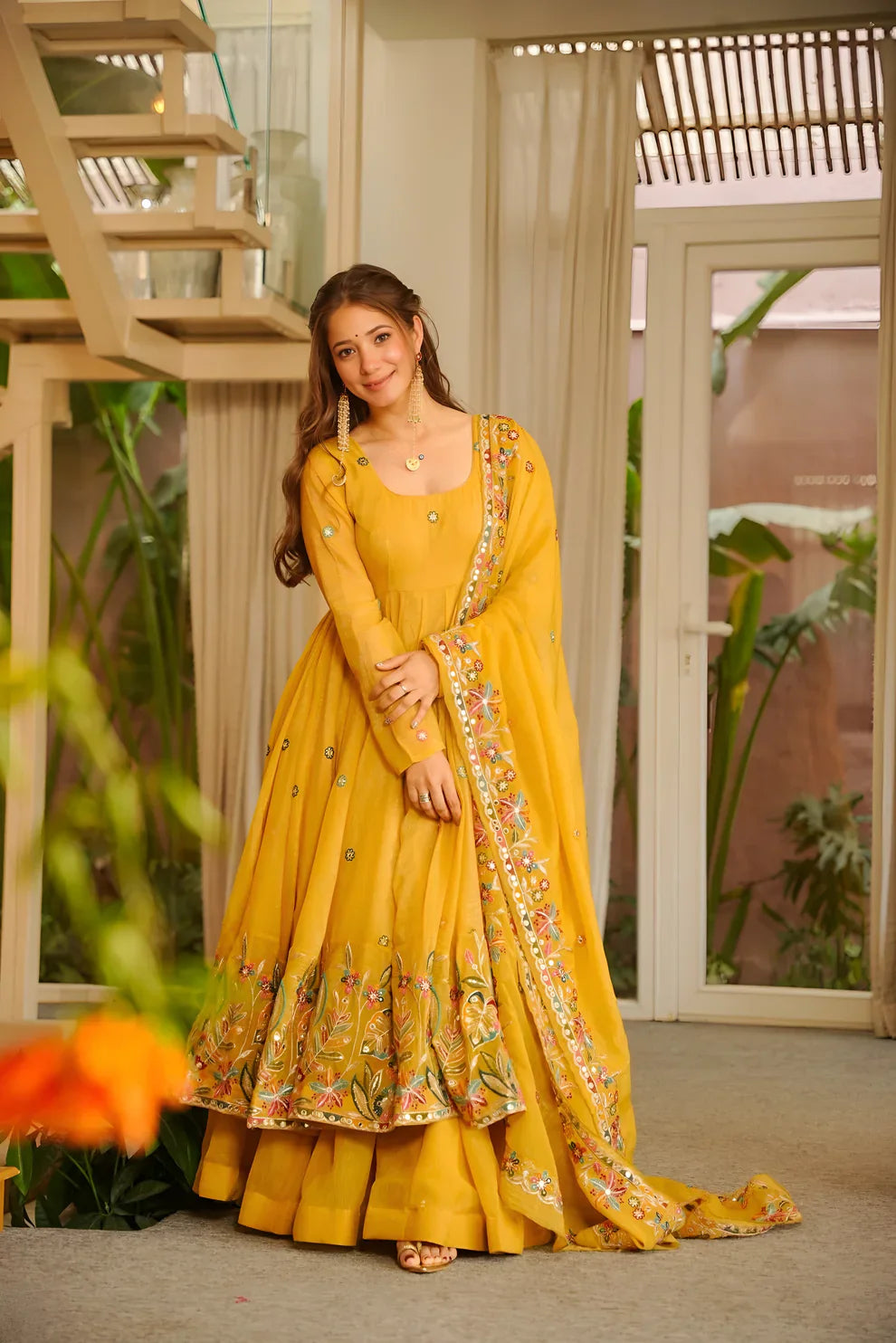 Eloriya Minaxi's Festive Special Yellow Flared Anarkali Suit Set - 2XL [44] | Eloriya India