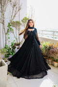 Eloriya Maxi Long Flair With Less Border Set With Dupatta Set. Ay-114 -Black - XS [34] | Eloriya India