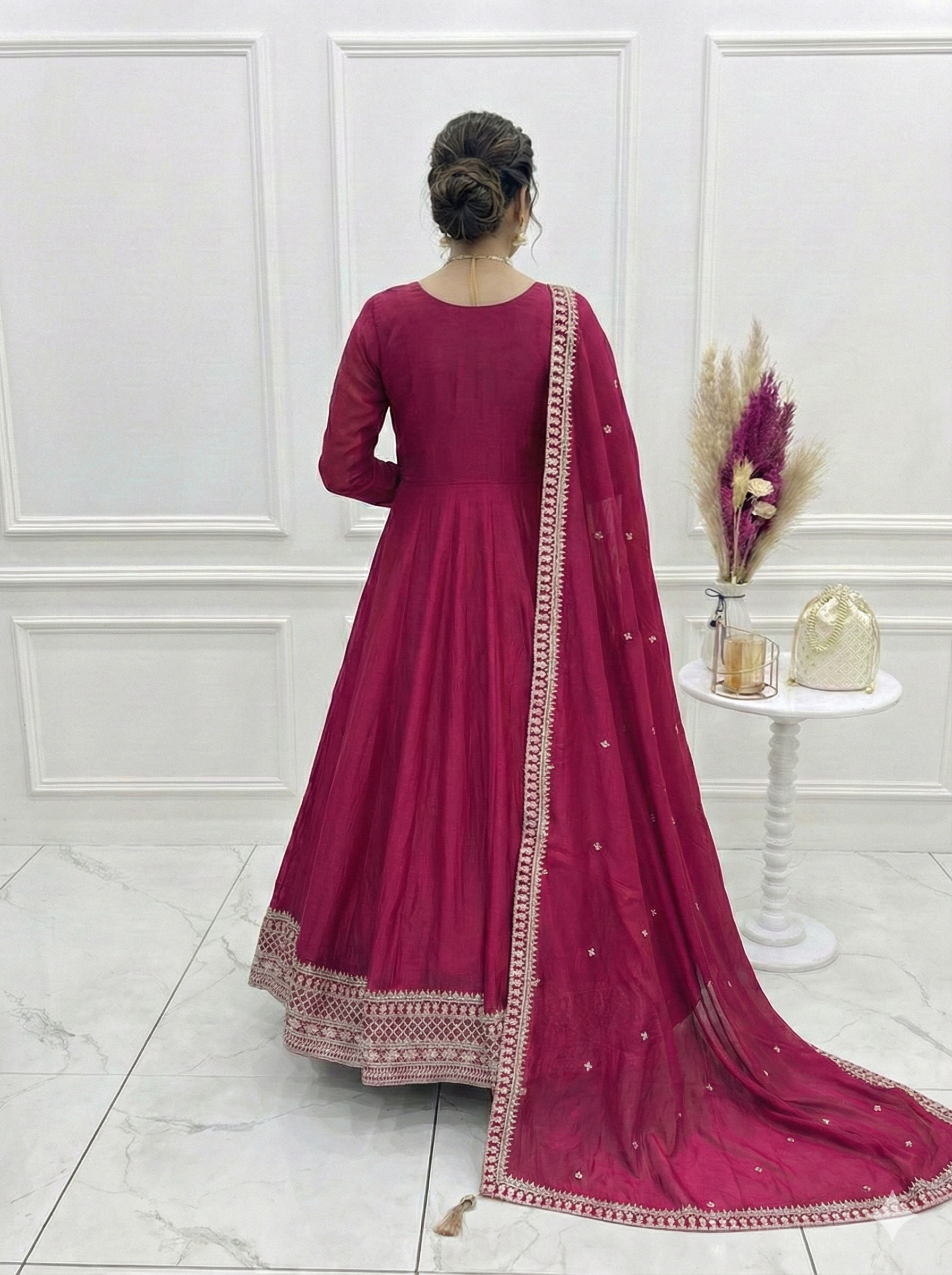 Eloriya Dark Piink Shades Premium Quality Anarkali Suit Set - XL [42] | Eloriya India