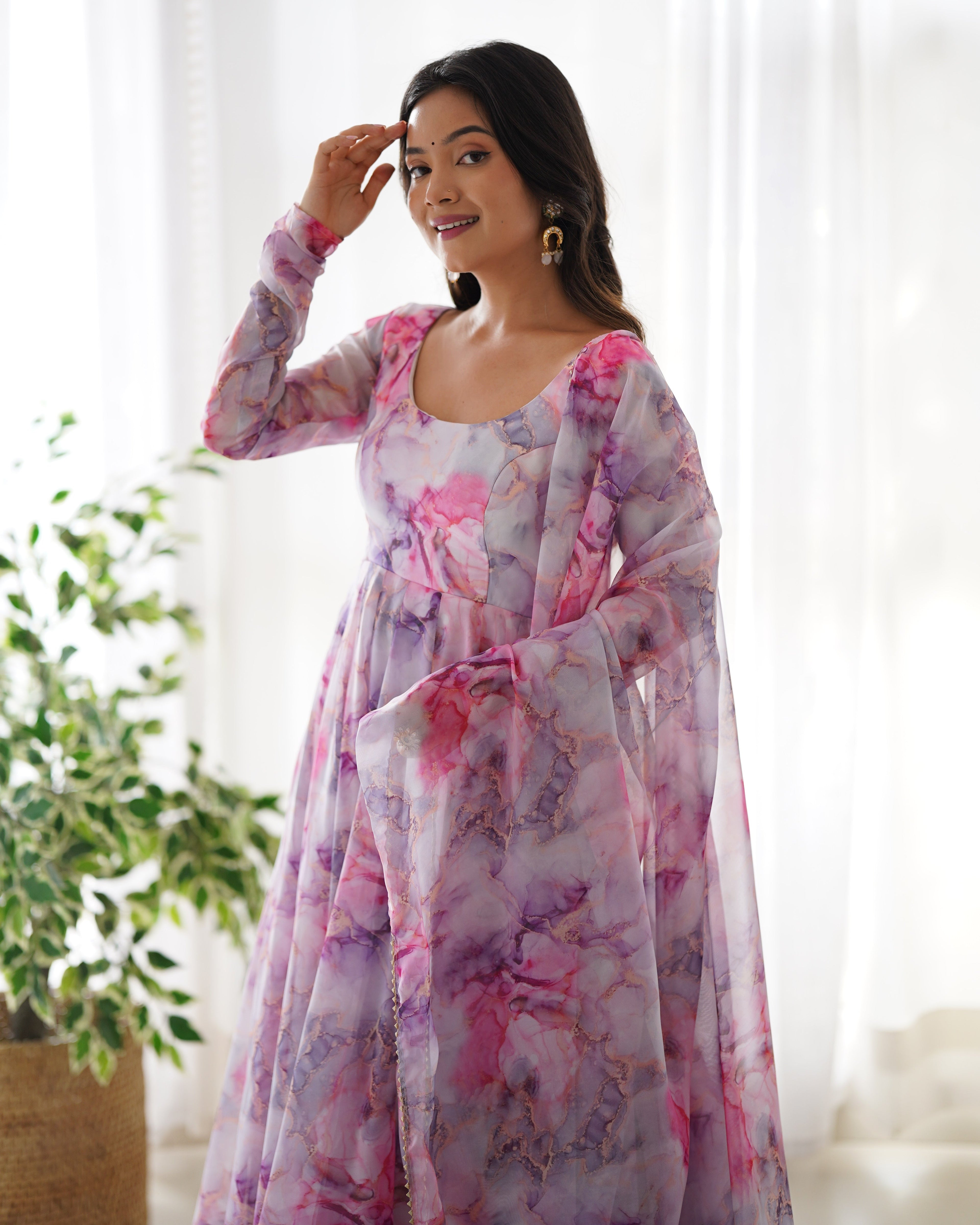 Eloriya Marble Multi Coloured Suit - M | Eloriya India