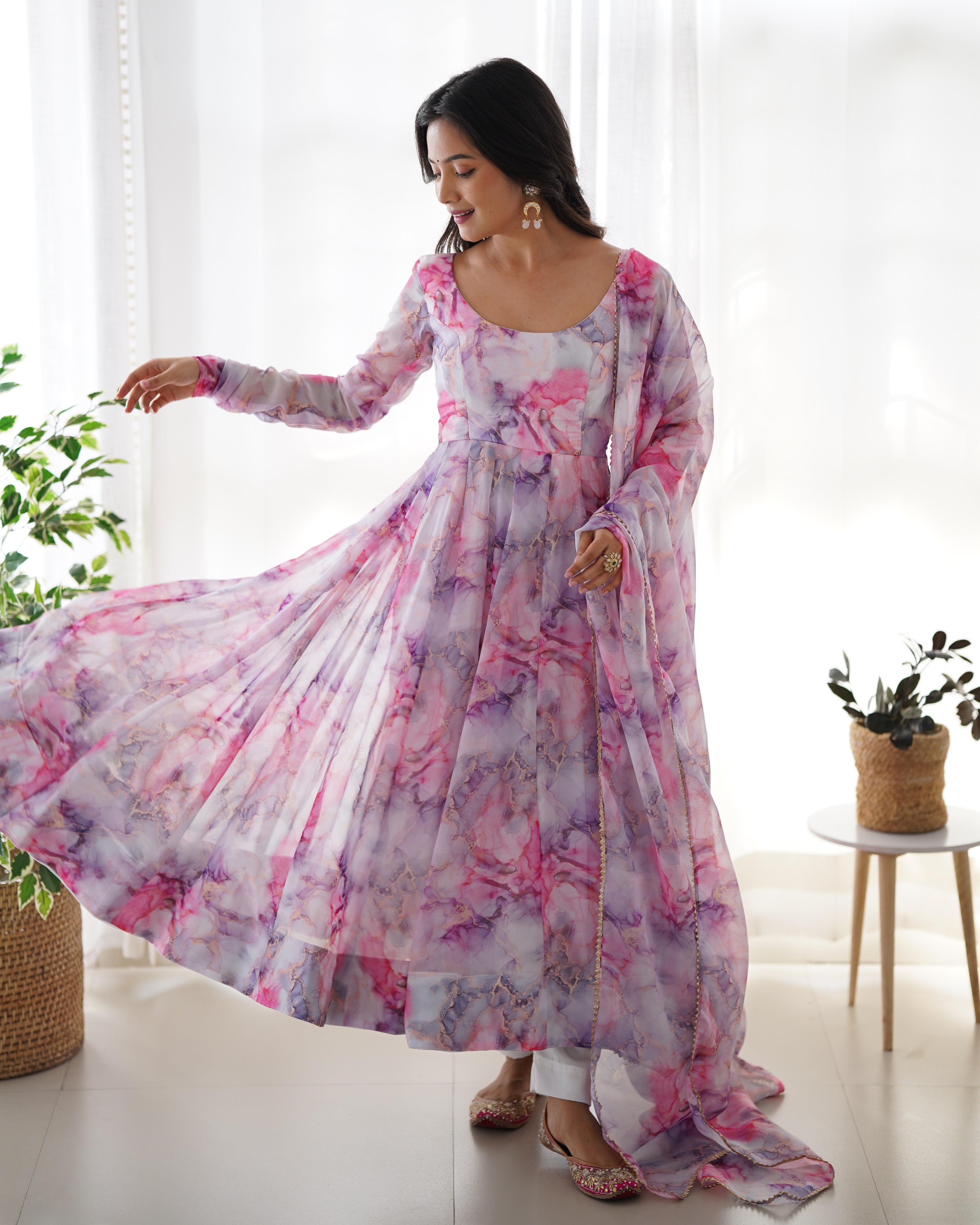 Eloriya Marble Multi Coloured Suit - XL | Eloriya India