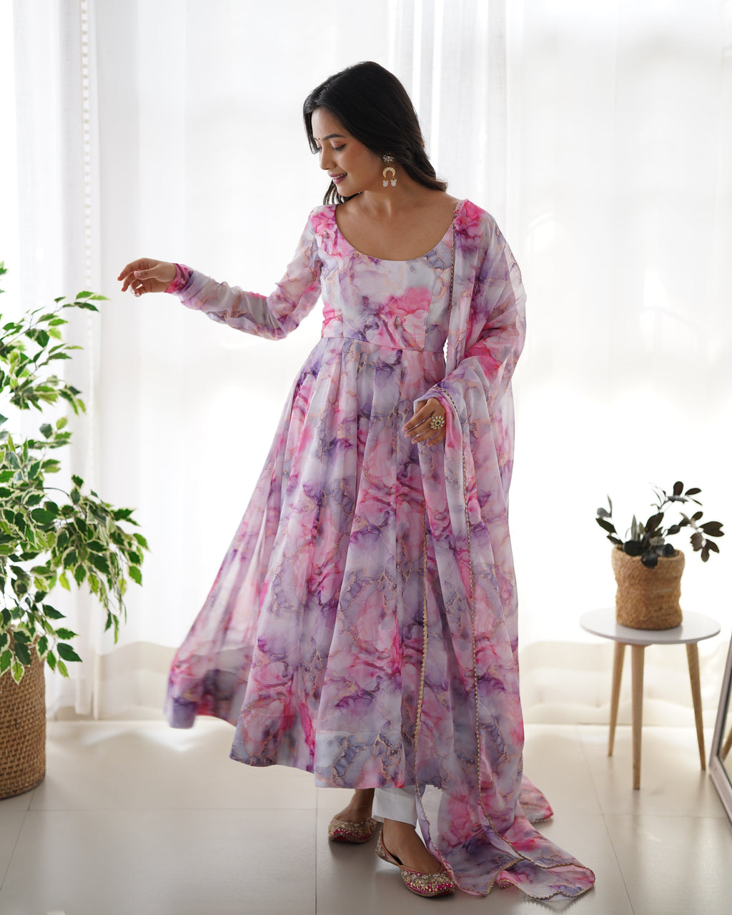 Eloriya Marble Multi Coloured Suit - XXL | Eloriya India