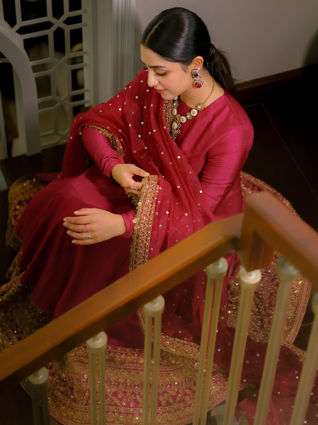 Eloriya Noor Pink Color Embroidered Work Anarkali Suit Set - L [40] | Eloriya India
