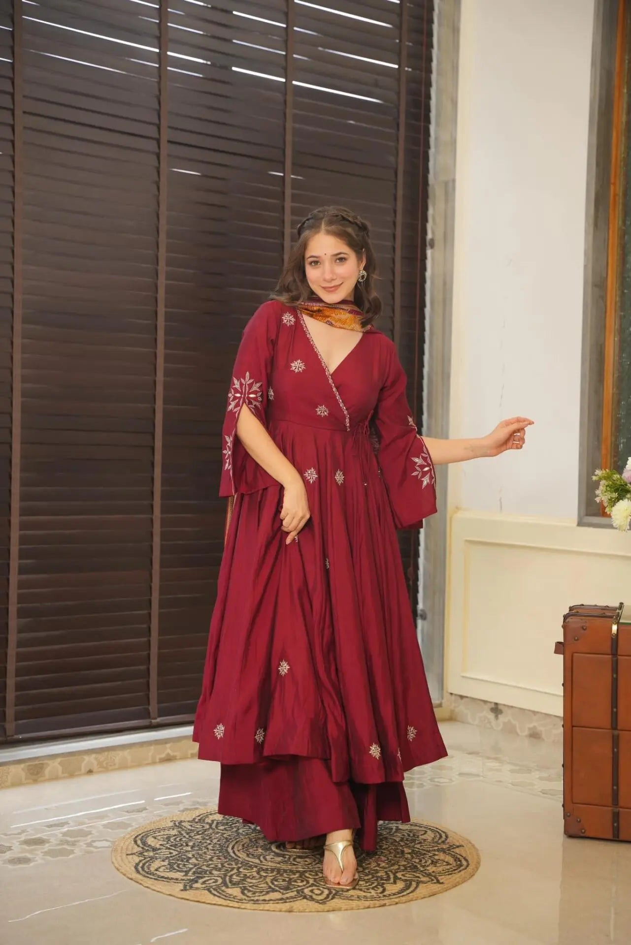 Eloriya Devine Pure Rangoli Silk Anarkali Suit Set - S [36] | Eloriya India