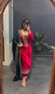 Eloriya Premium Designer Velvet Suit Set-Rajwadi - S [36] | Eloriya India