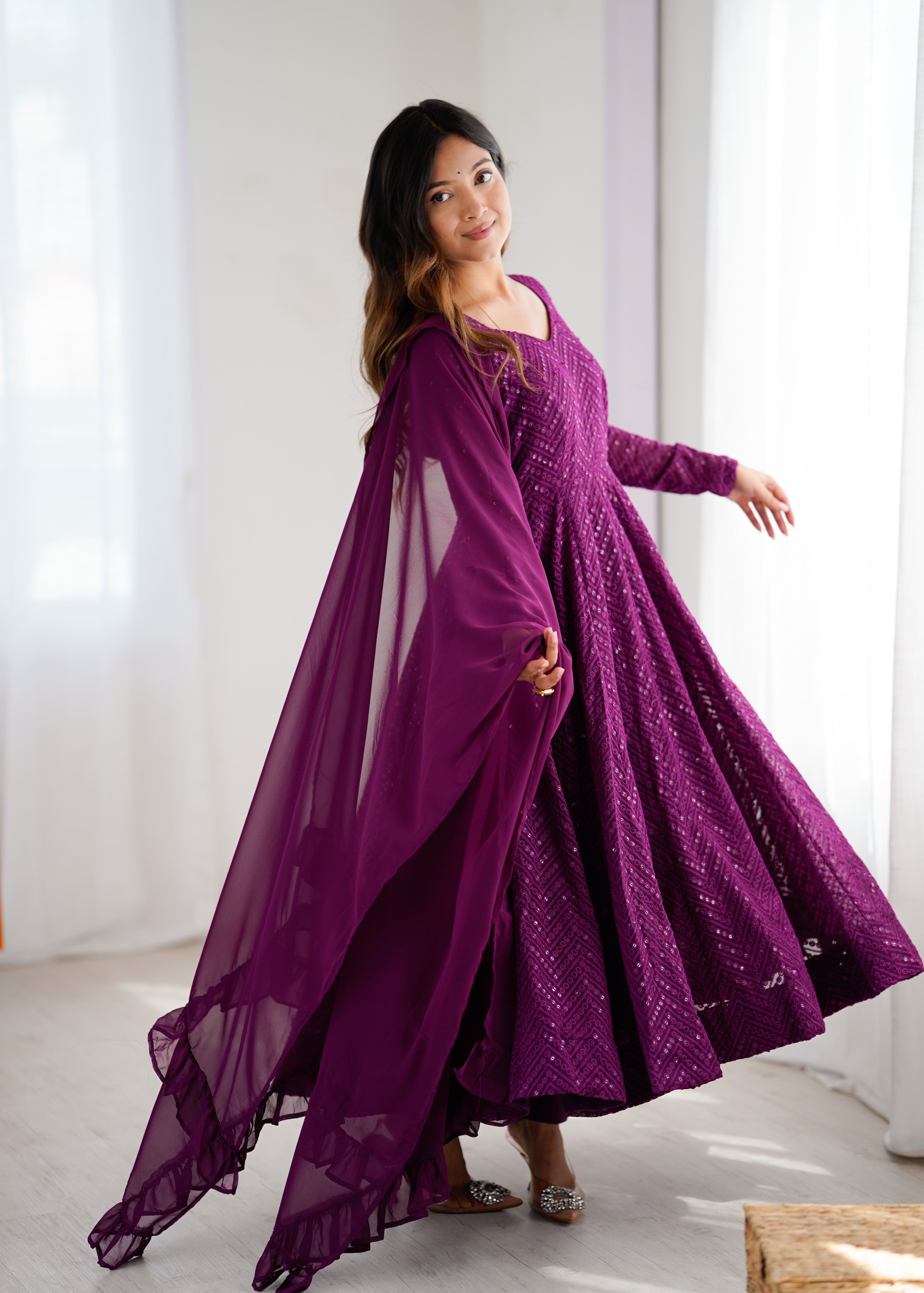 Eloriya Saiyaara Premium Anarkali Suit Set - M [38] | Eloriya India
