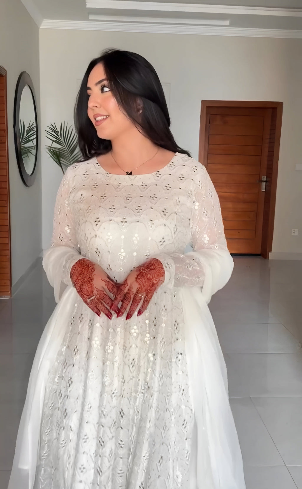 Eloriya Aafia Waite Faux Blooming Anarkali Style Sharara Suit Set - M [38] | Eloriya India