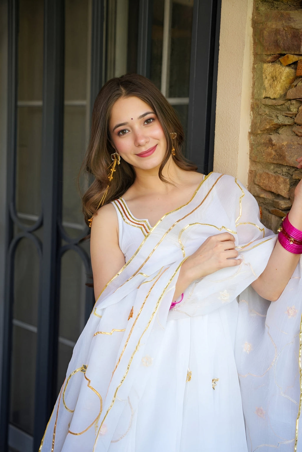 Eloriya Shubhra Faux Georgette Glint Kurta Set - XL [42] | Eloriya India