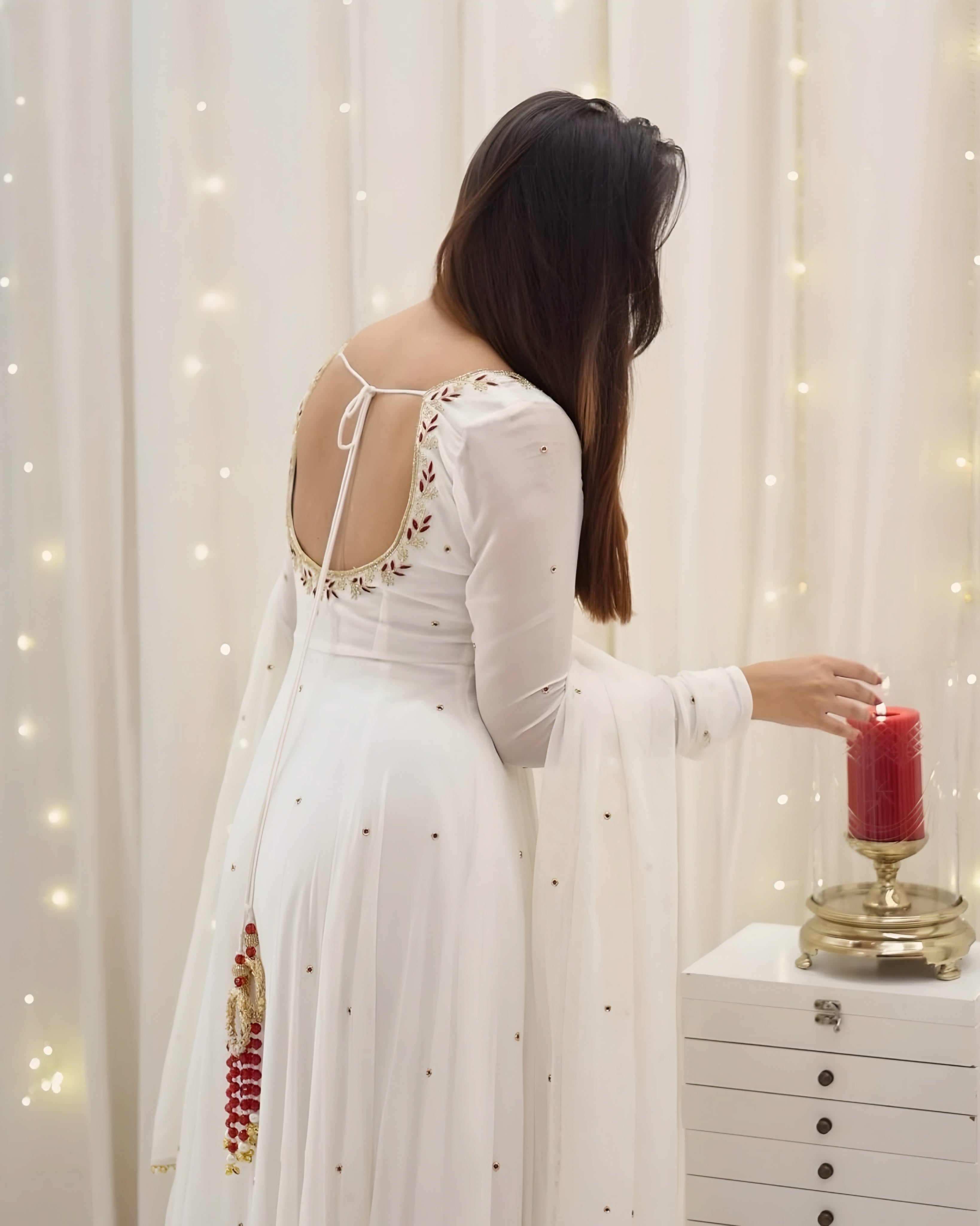 Eloriya Hannah Traditional White Anarkali Suit 🤍 - XL [42] | Eloriya India