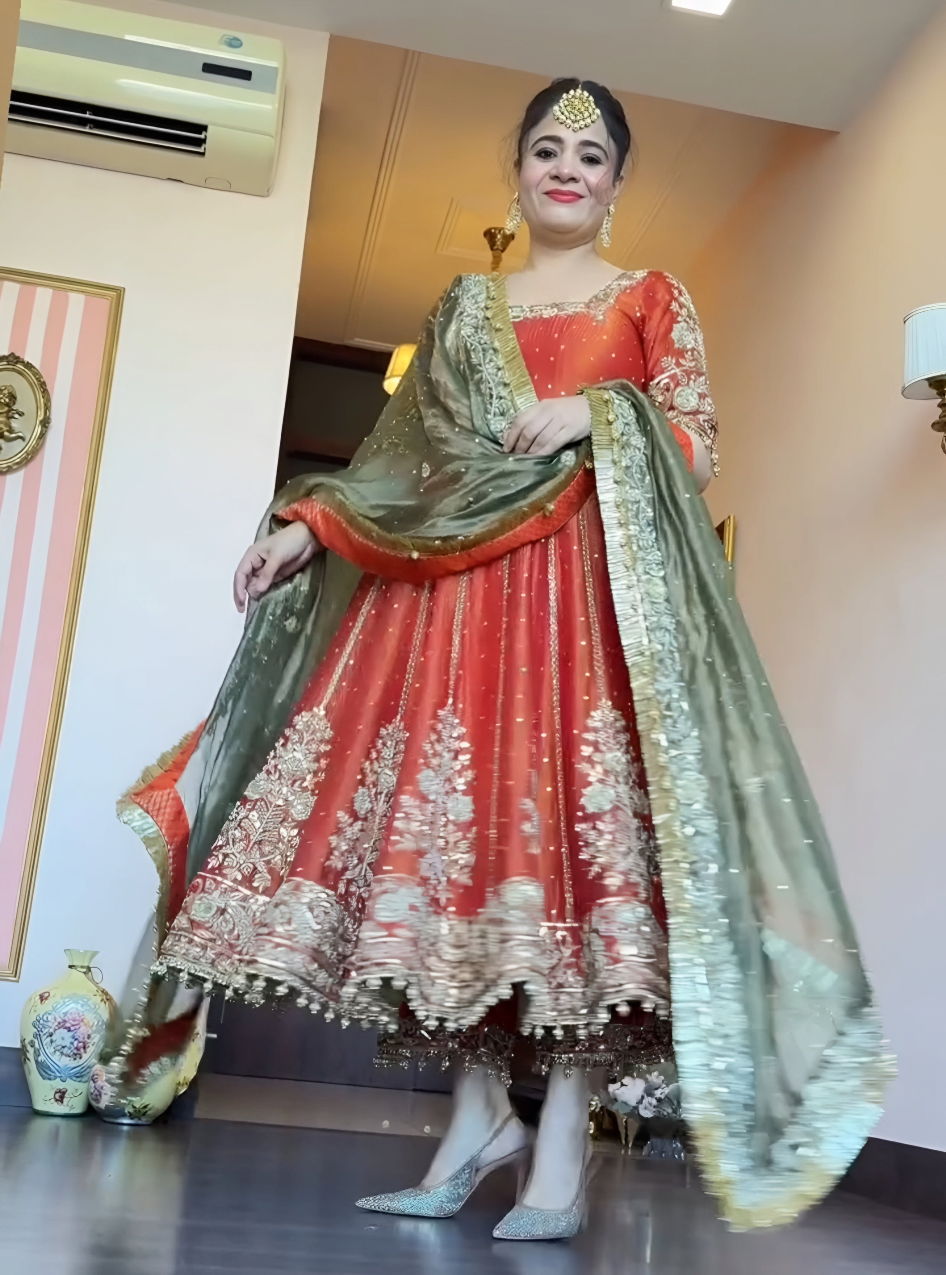 Eloriya Orange Shades Premium Quality Anarkali Suit Set - XS [34] | Eloriya India