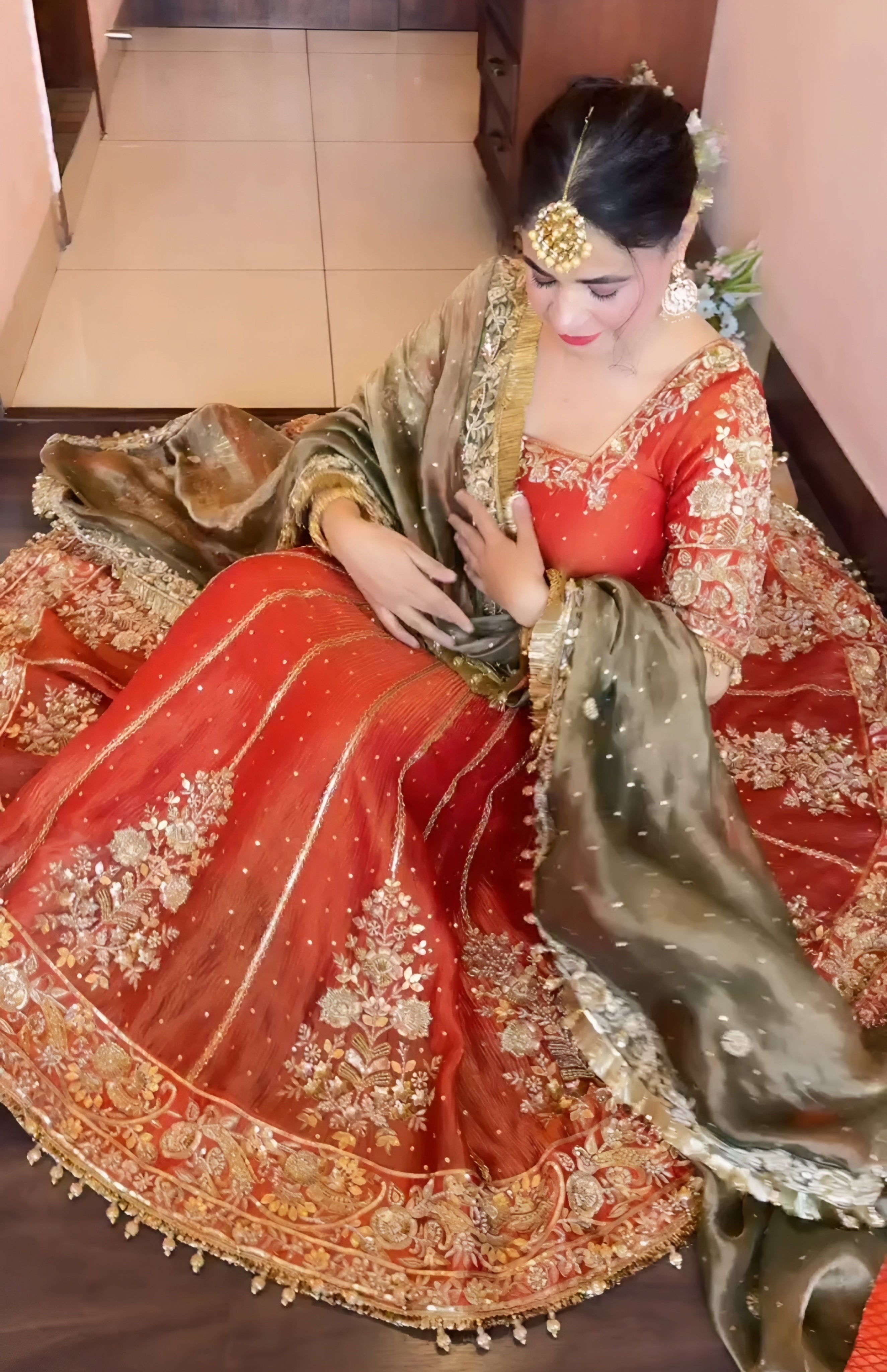 Eloriya Orange Shades Premium Quality Anarkali Suit Set - XL [42] | Eloriya India