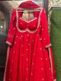 Eloriya Red Chilli Slit Anarkali Premium Suit Set - S [36] | Eloriya India