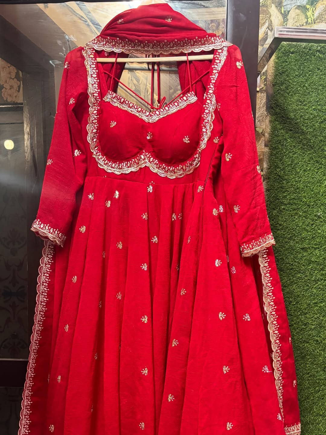 Eloriya Red Chilli Slit Anarkali Premium Suit Set - S [36] | Eloriya India