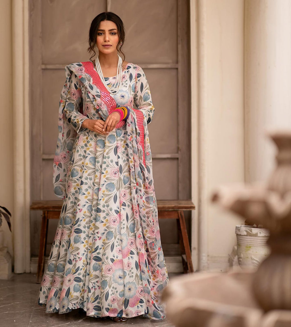 Eloriya Heena's Printed Desiner Suit Set - XS [34] | Eloriya India
